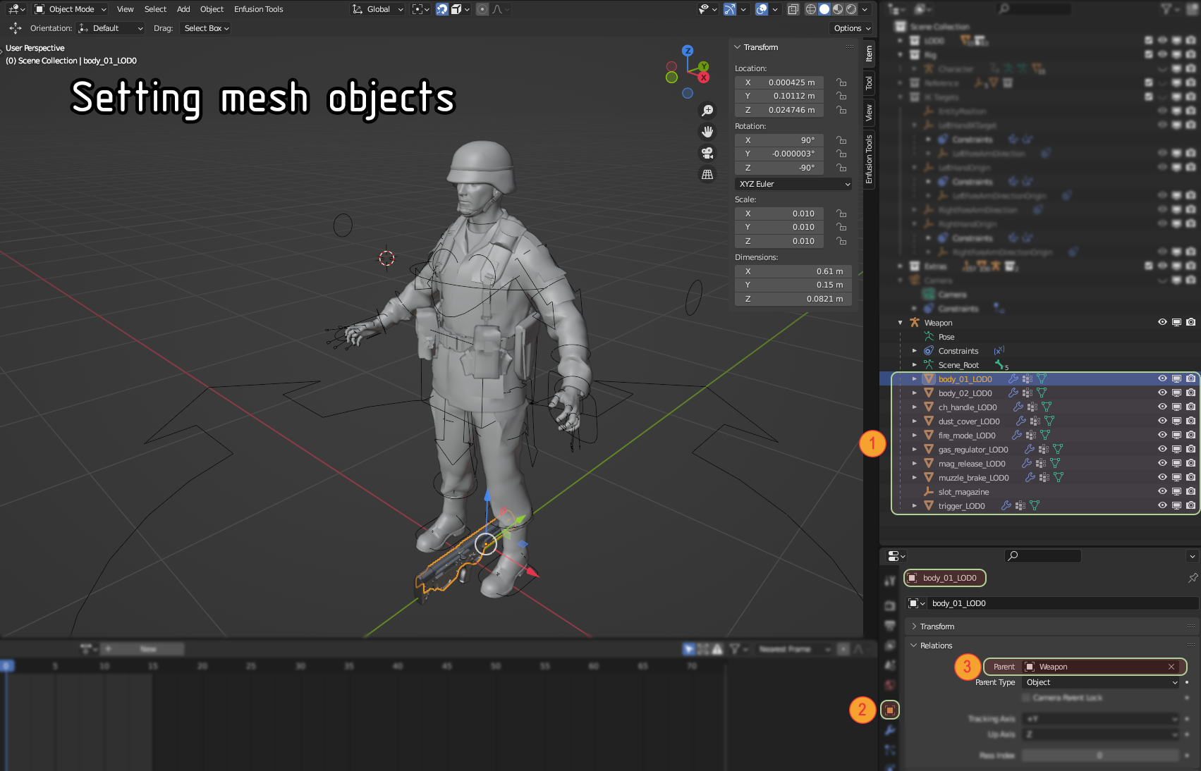 armareforger new weapon animation setting mesh objects